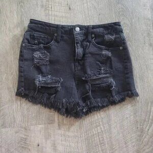 Mossimo Supply Co. Black Distressed High Rise Jean Shorts.